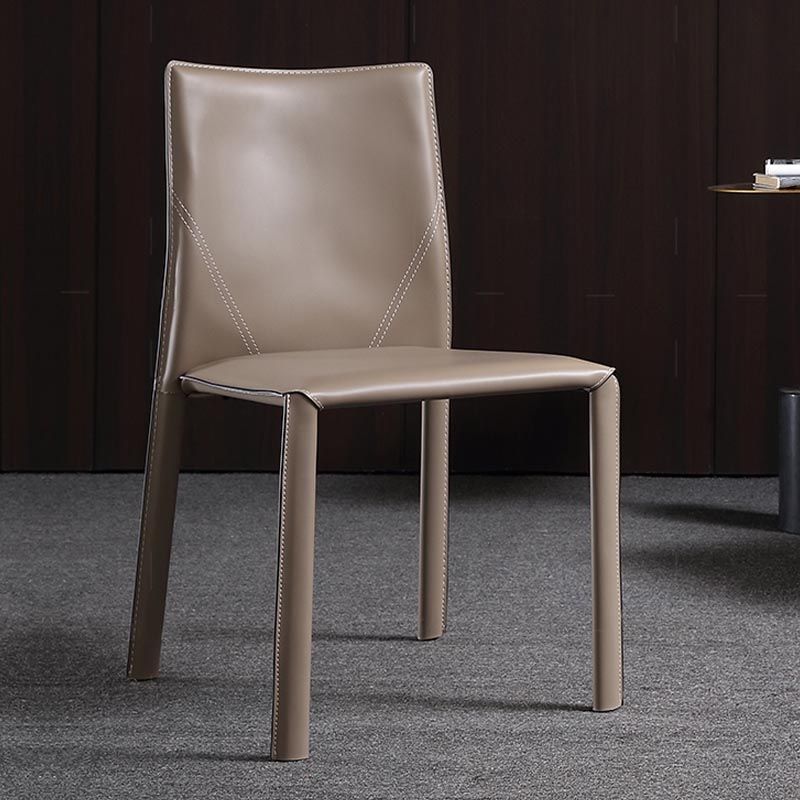 Contemporary Chair Armless Dining Chair with Metal Legs for Kitchen