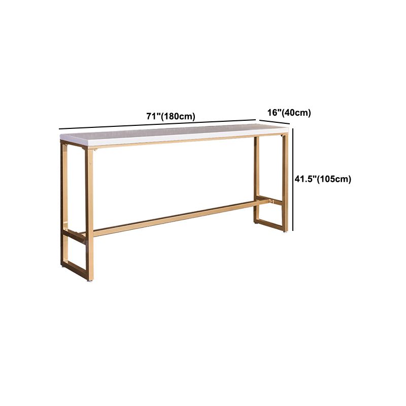 Glam Style Bar Table Faux Marble Rectangle Bar Dining Table with Footrest