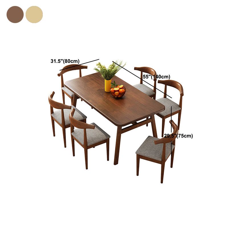 Solid Wood Top Dining Table Traditional Luxury Rectangle Table with 4 Legs