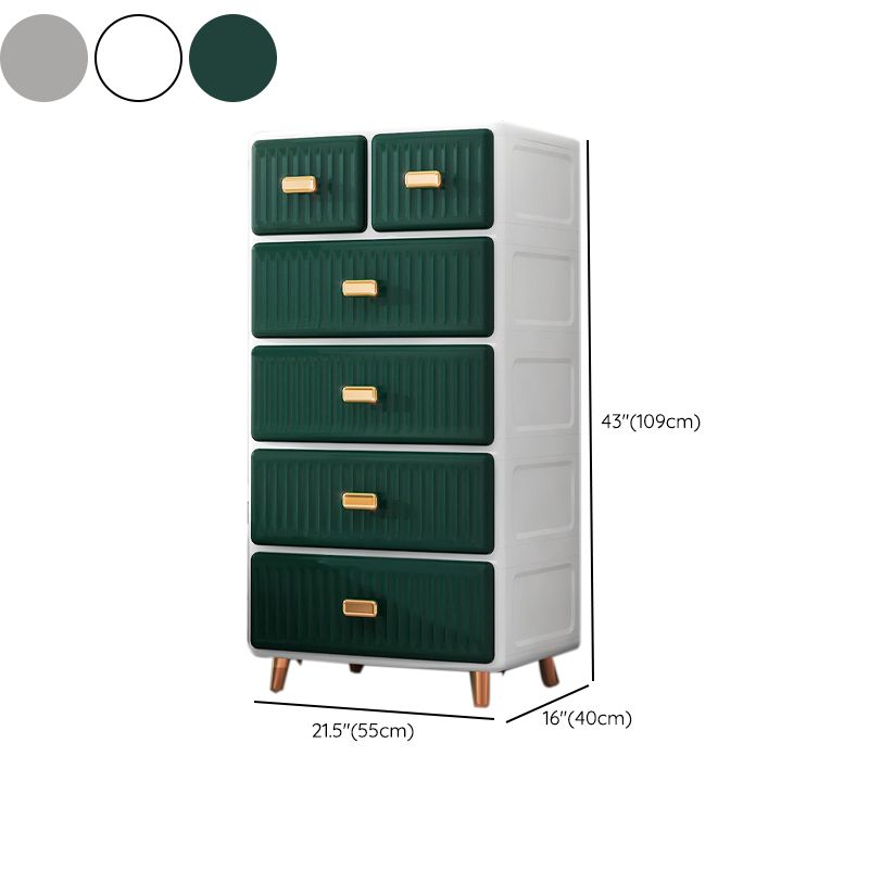 15.6 Inch W Plastic Modern Chest Nursery Dresser with 6/5 Drawers