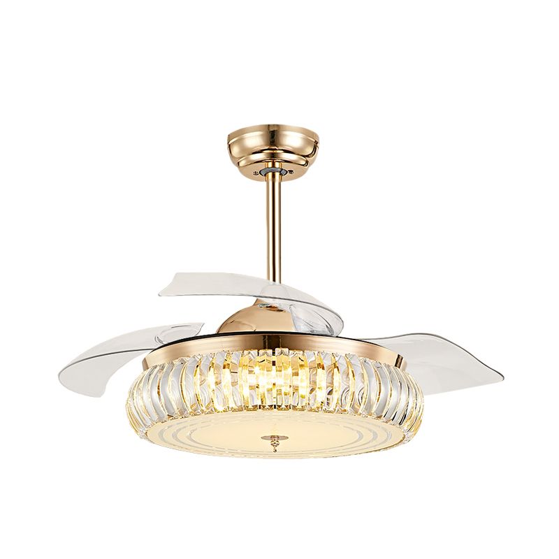 19.5 "W Arch hanger verlichting Modernisme Modernisme Led 4-Blade Crystal Semi Flush plafondlicht in goud