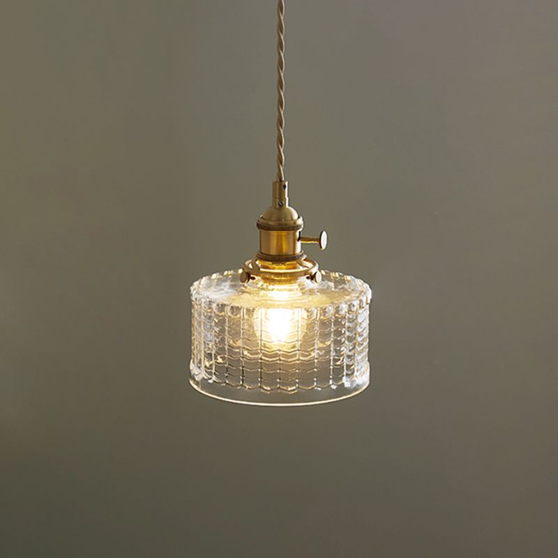 1-Light Hanging Pendant Industrial Style Glass Hanging Lighting for Living Room