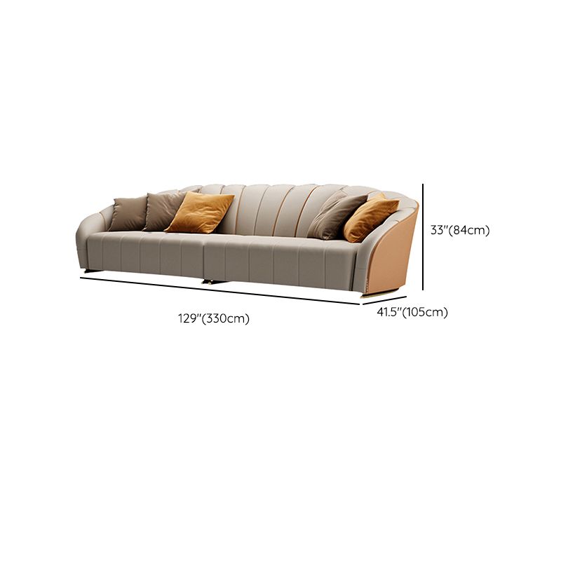 Sloped Arms Sectionals Genuine Leather Sectional Sofa for Living Room