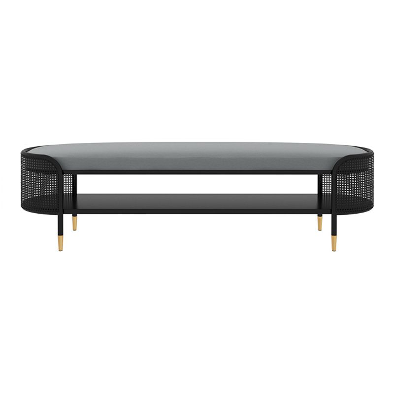 Modern Solid Color Entryway Bench Upholstered Grey Bench with Storage