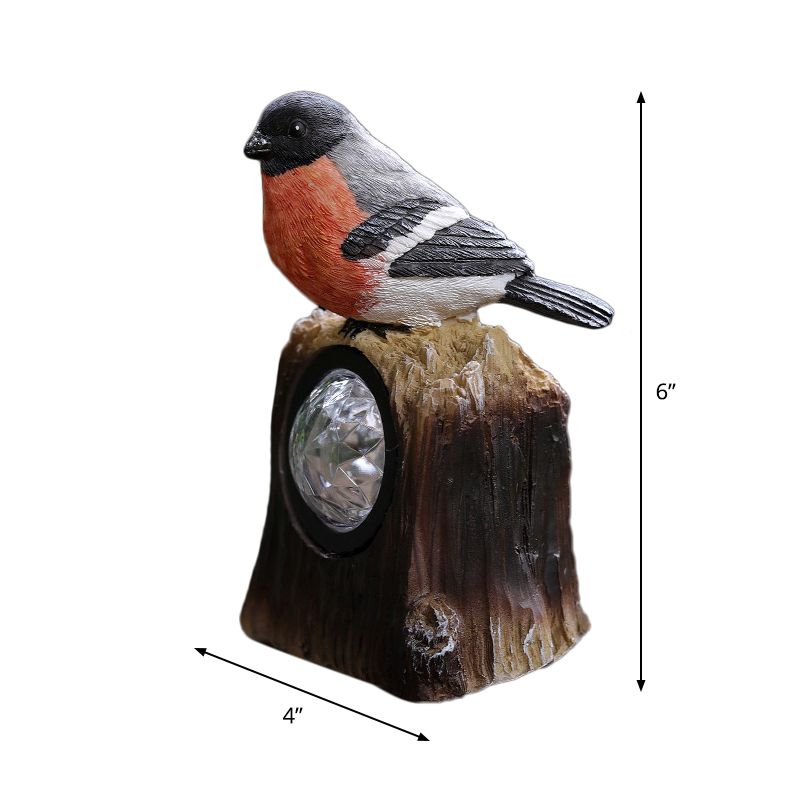 Countryside Bird Resin Solar Path Lamp LED Outdoor Ground Light around Garden Pool in Red/White/Orange