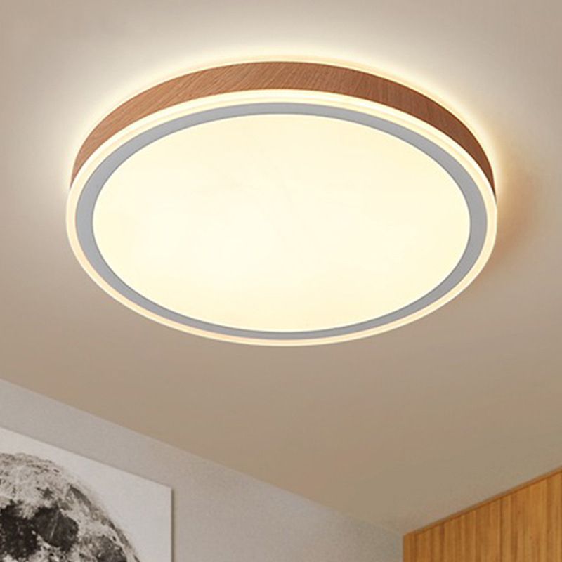 Modern LED Ceiling Mount Light Wooden Ceiling Light with Acrylic Shade for Bedroom