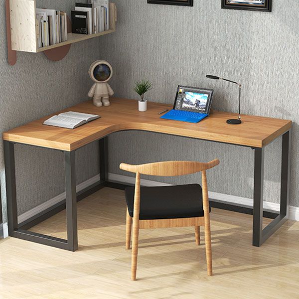 Solid Pinewood Home Writing Table Industrial L-Shape Office Table