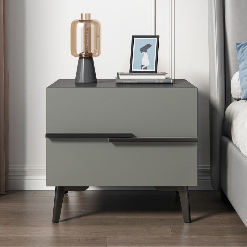 Contemporary Wooden Bedside Cabinet 2-drawer Bed Nightstand for Bedroom