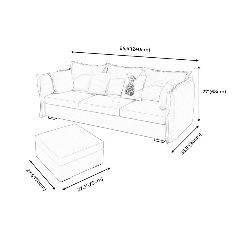 Scandinavian Blue Removable Cushions Sofa Straight Arm Sectionals with Slipcover