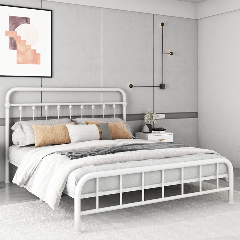 Contemporary Iron Base Standard Bed with Open-Frame Headboard