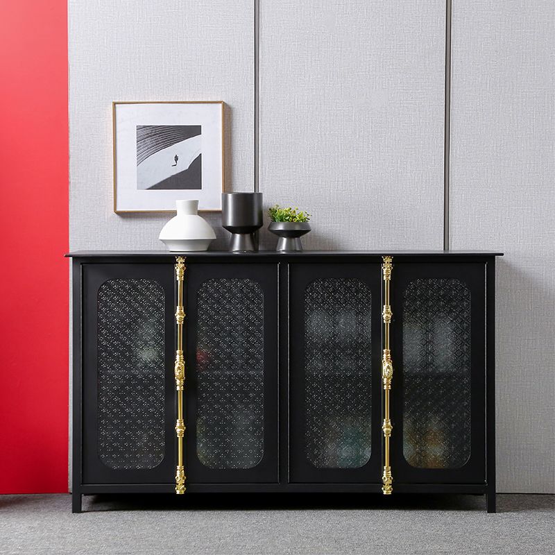 Glam Curio Cabinet Glass Doors Metal Buffet Cabinet with Doors for Living Room