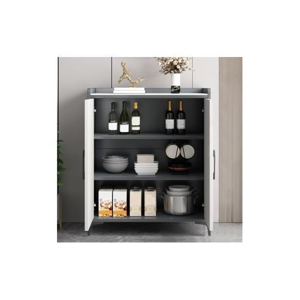 Contemporary Style Sideboard Stone Adjustable Shelving Side Board with Cabinets