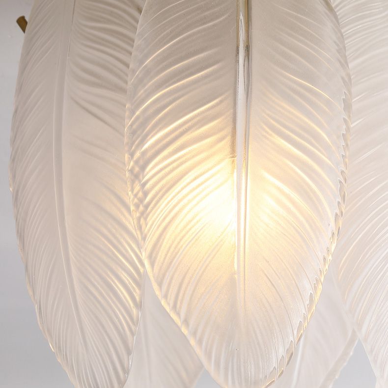 Feather Ceiling Mounted Fixture Simplicity Style Gold Ceiling Flush Mount Light