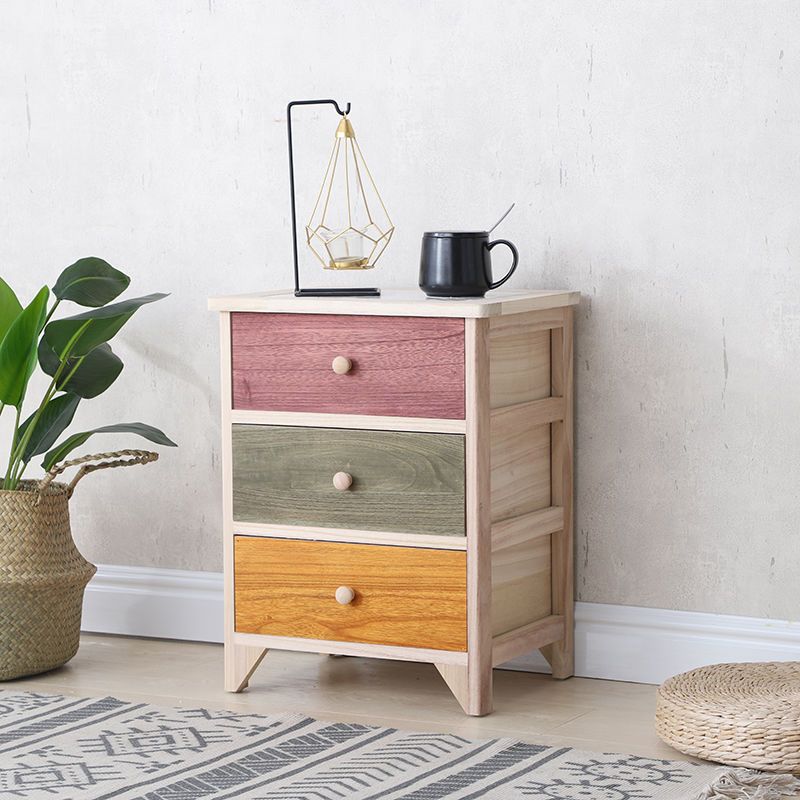 Industrial Accent Chest with Drawers and Wooden Legs Rectangle Chest