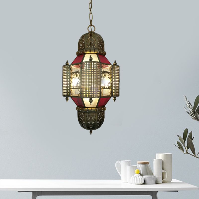 Arabische lantaarn hanger verlichting 3 koppen metalen kroonluchter lichtarmatuur in messing voor restaurant