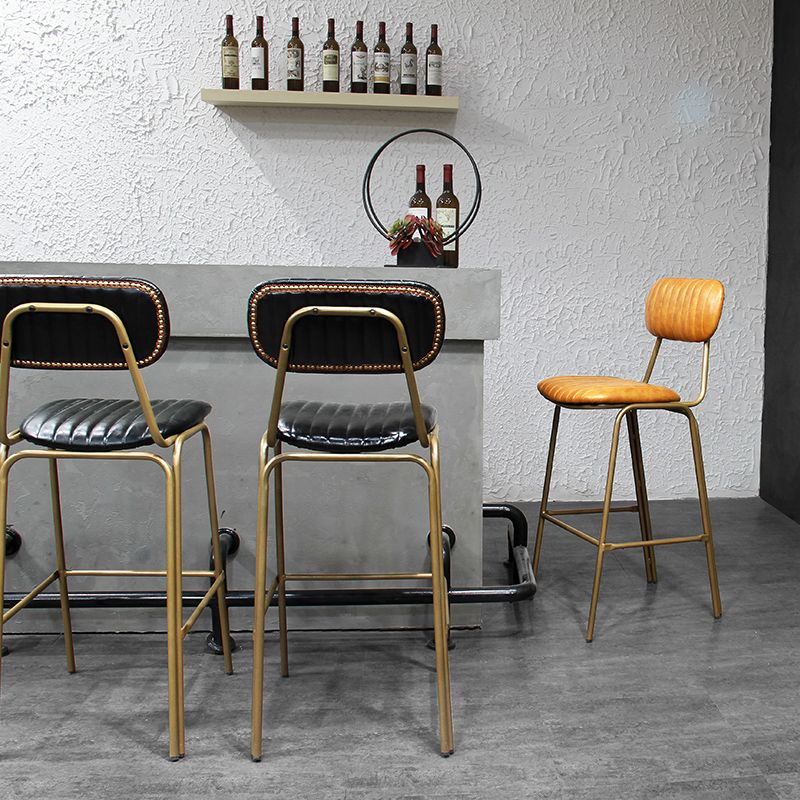 Industrial Leather Distressed Quilted Barstool Indoor Tall Stool with Rectangle Seat