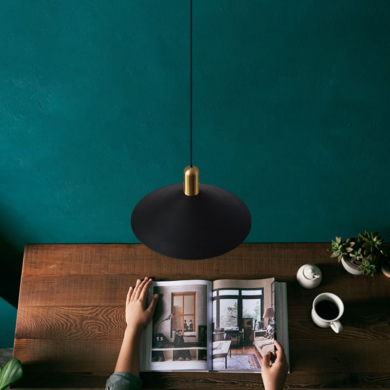 13.7" Wide Modernism Cone Metal Hanging Light Single Bulb Minimalism Pendant Lamp for Bedroom