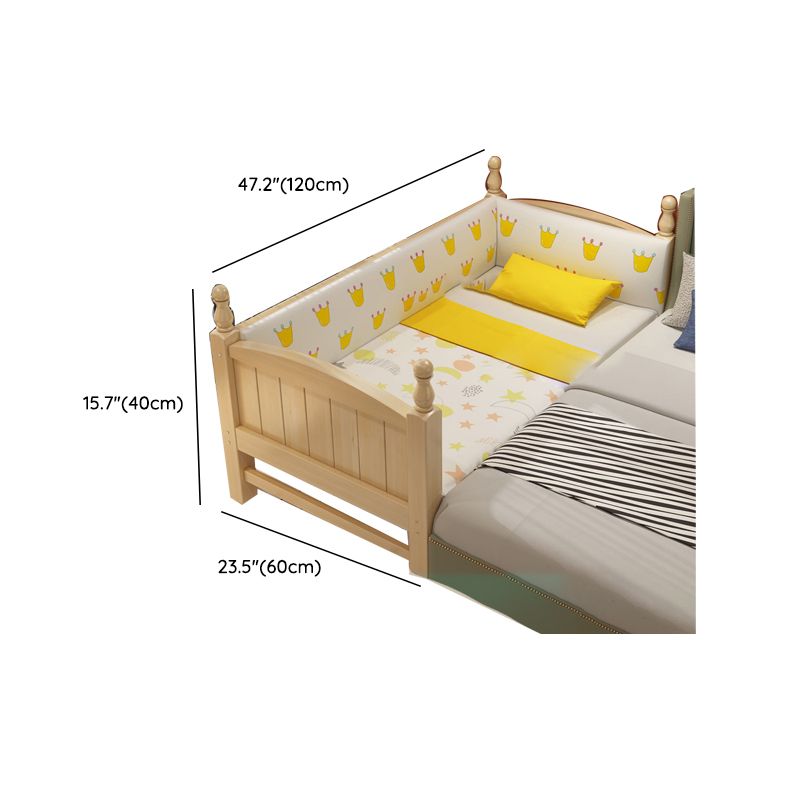 Contemporary Toddler Bed Solid Wood No Theme Natural Kids Bed with Mattress