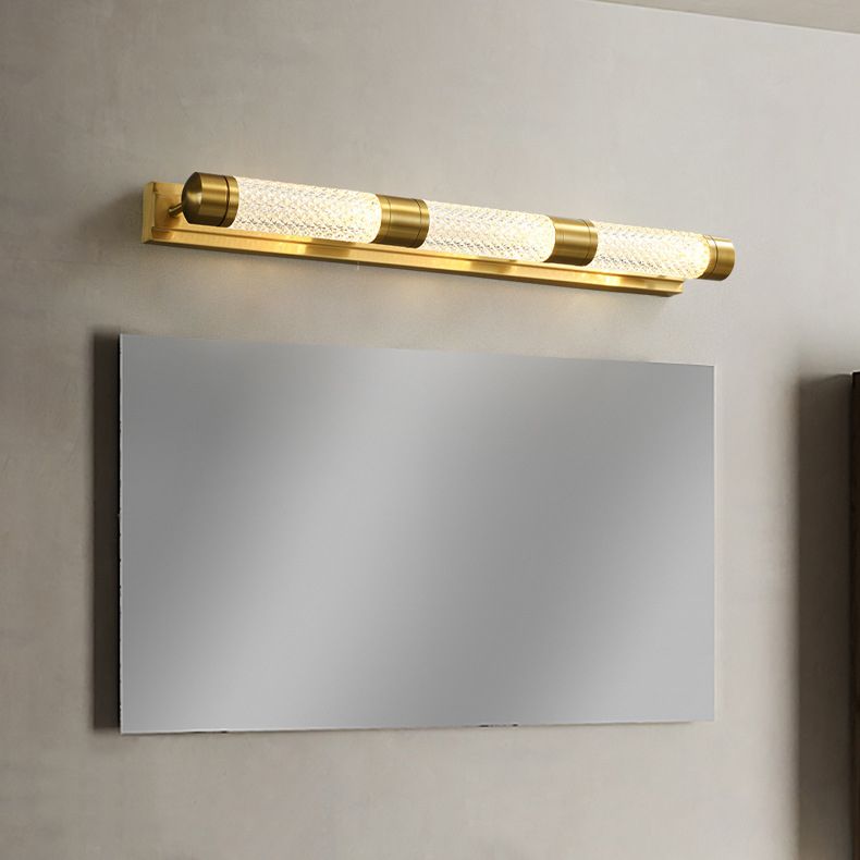 Linear Shade Metal Wall Sconce Modern Multi Lights Mirror Wall Mount Light Fixture in Gold