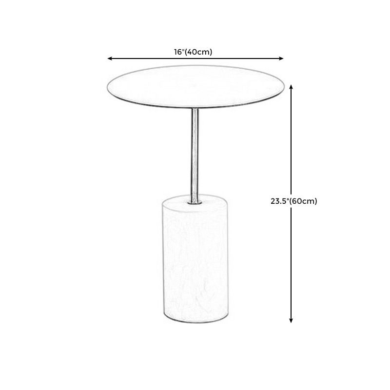 Modern Round Table Top Side End Table with Cement Pedestal Leg