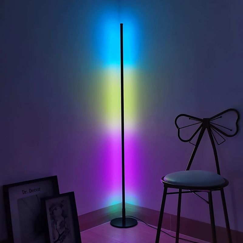 1 Light Linear Floor Lamp Contemporary Metal Standard Lamps for Living Room