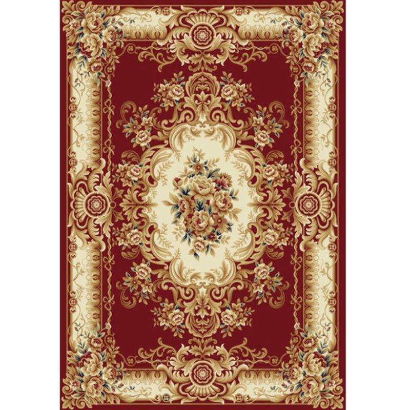 Antique Living Room Rug Multi Colored Flower Print Carpet Polyster Pet Friendly Machine Washable Indoor Rug