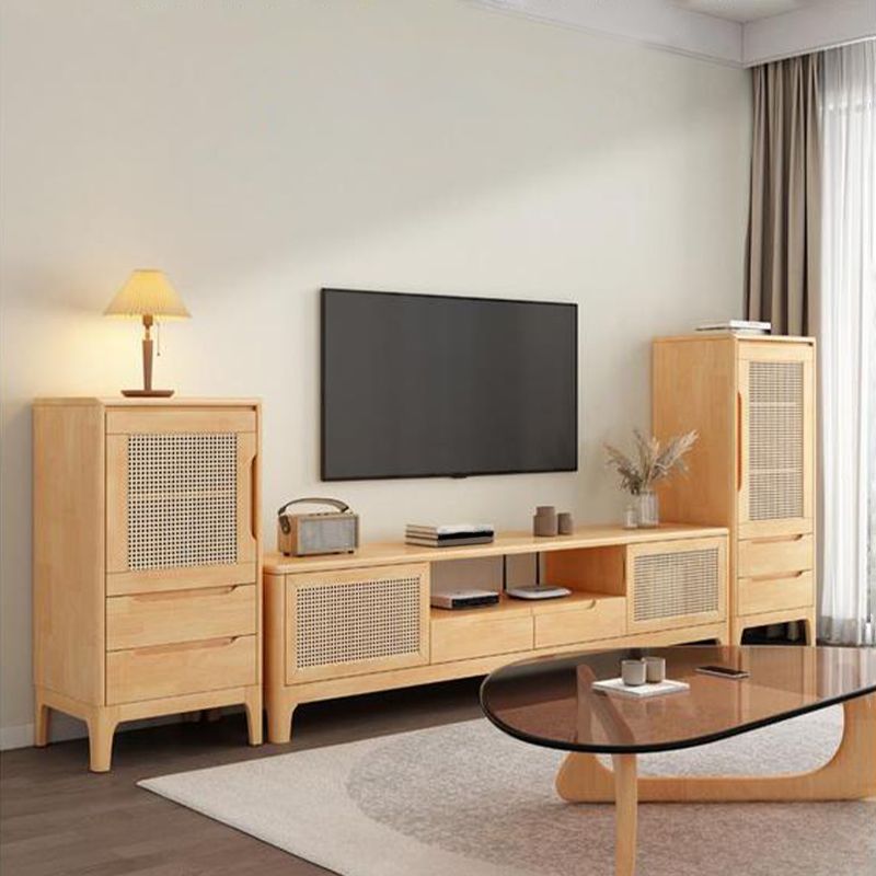 Solid Wood TV Media Console Contemporary TV Console with Drawers