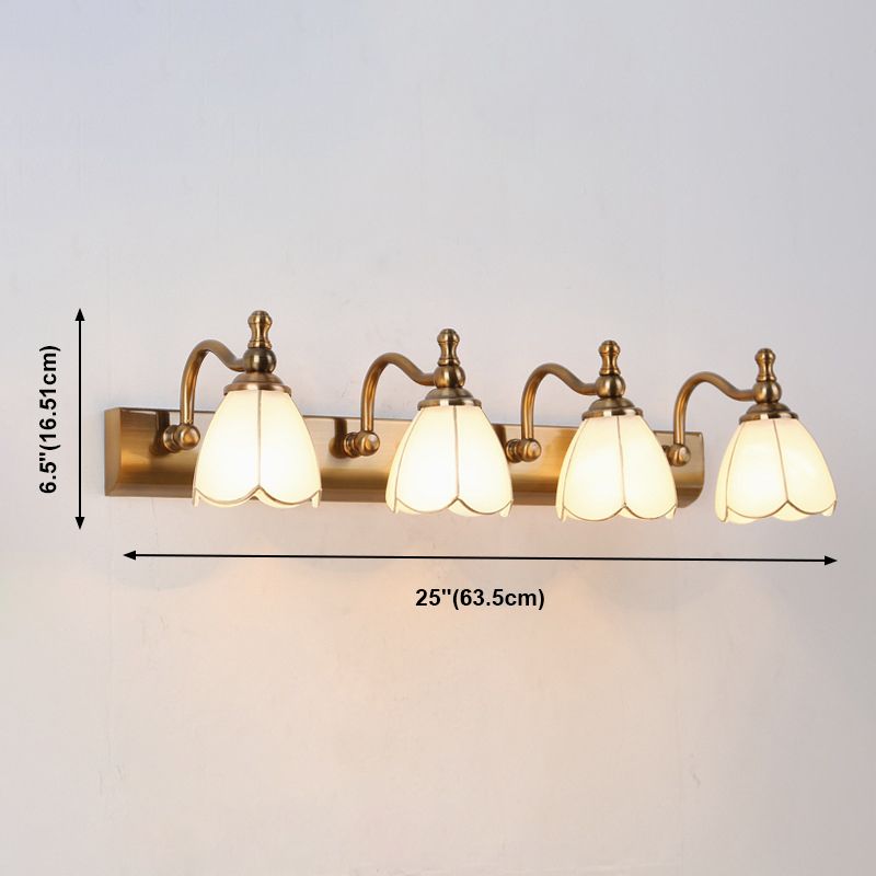 Glass Bowl Shade Wall Lighting American Style Multi-Lights Wall Mounted Light Fixture in Brass