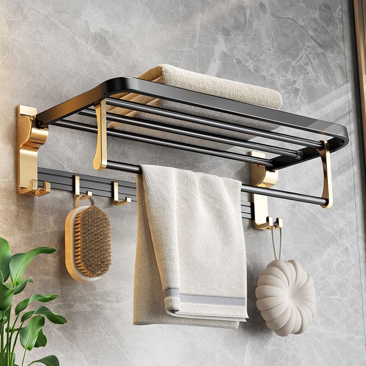 Black and Brass Bathroom Accessory Set Contemporary Bath Set with Bath Shelf/Towel Bar