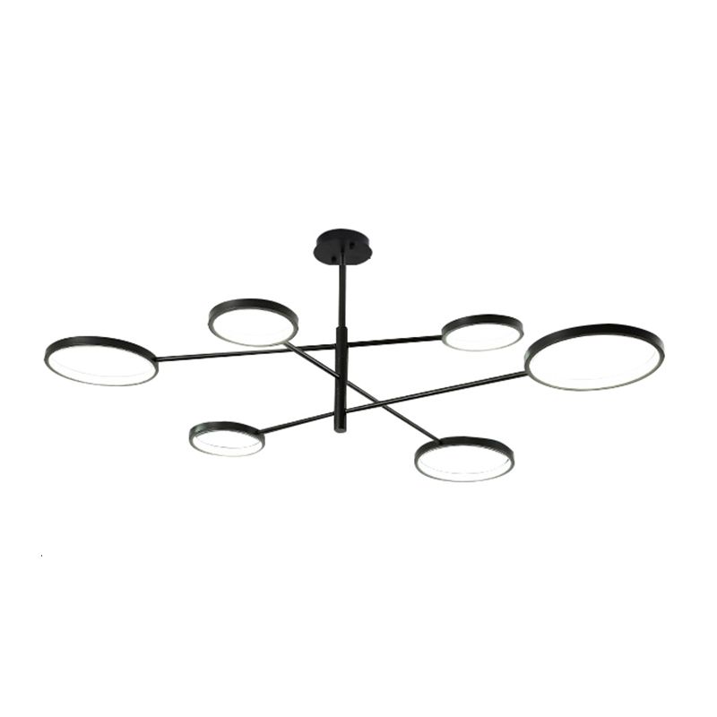 Modern Style Circle Shape Pendant Chandeliers Metal Chandelier Lights in Black