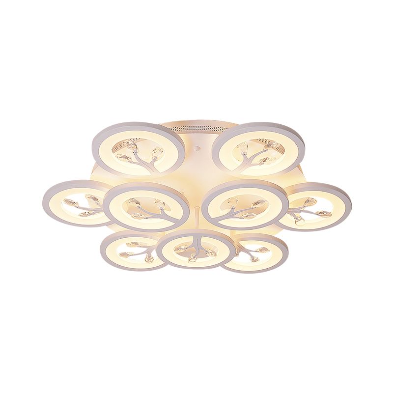 Luce del soffitto a sfioramento dell'albero acrilico LED moderno LED 3/6/9 luci di illuminazione a soffitto con accenti di cristallo in luce calda/bianca/naturale