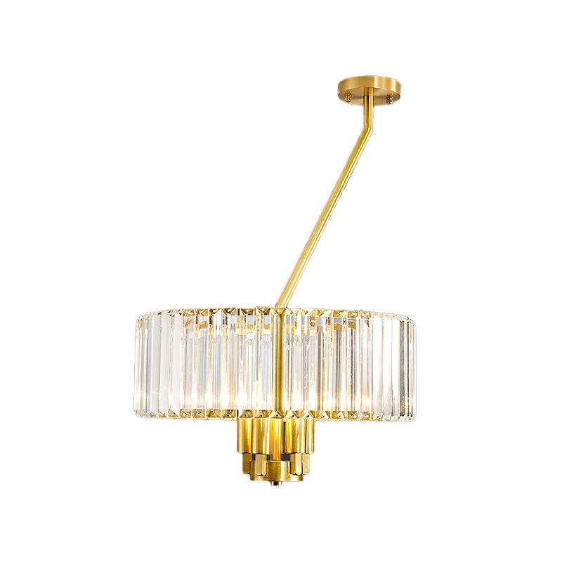 3/4/6 Lights Drum Chandelier Lighting Modern Style Clear Crystal Pendant Lighting in Gold Finish