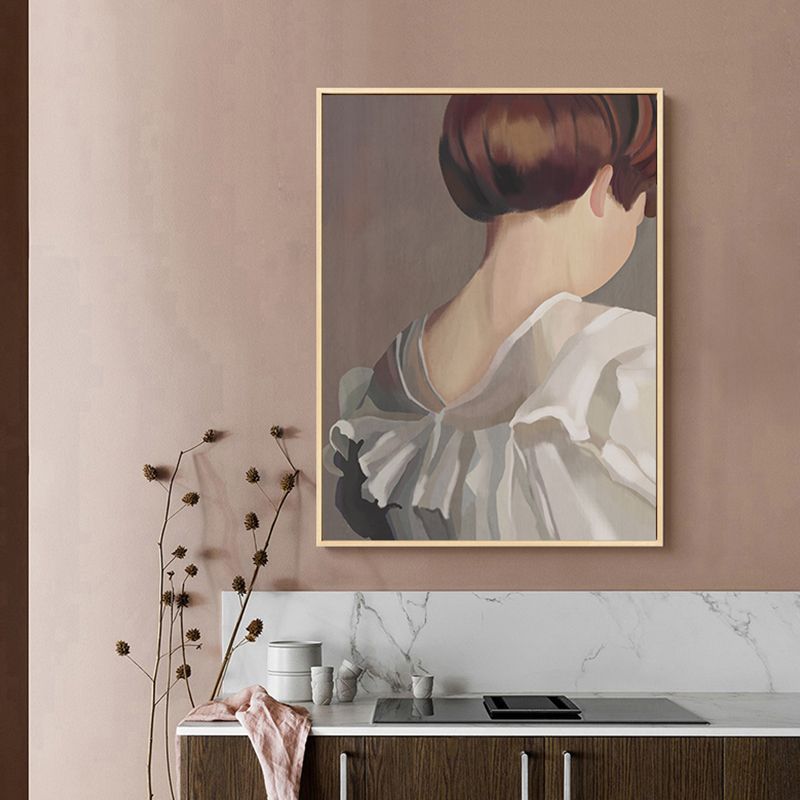 White Girls Back Painting Art Print Textured Traditional Bathroom Wall Decoration