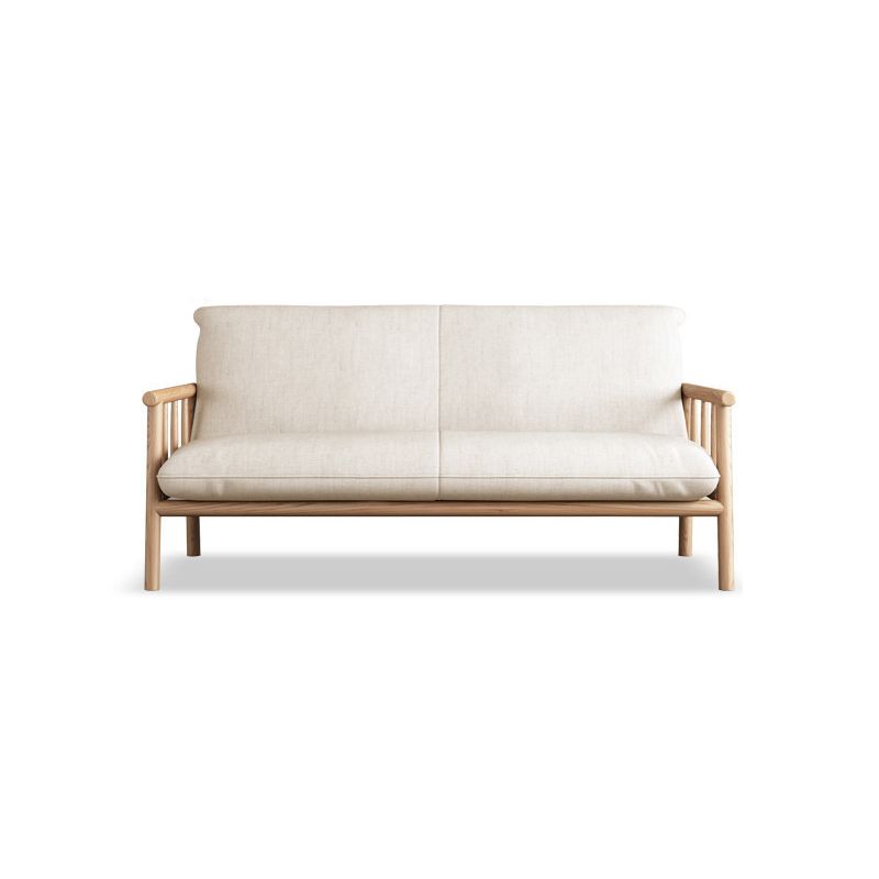 Linen Contemporary Square Arm Sofa Wooden Standard Sofa for Living Room, Apartment