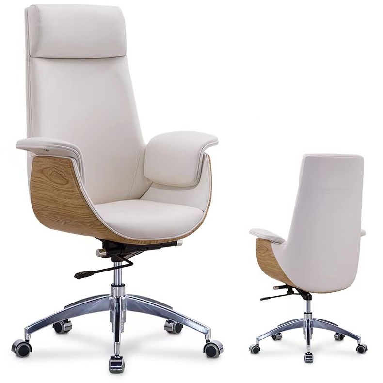 Ergonomic Faux Leather Desk Chair Swivel Padded Arms Chair with Wheels