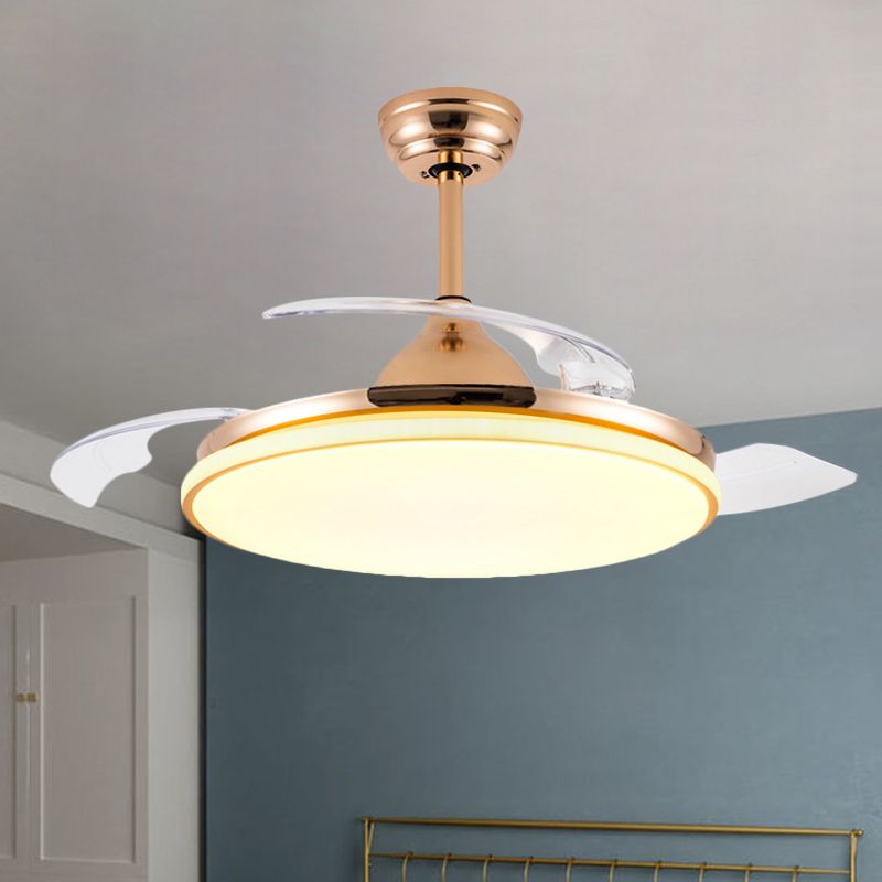 36 "" de large circulaire circulaire semi-luxueux Light Contemporain blanc / noir / or Éclairage de ventilateur à LED à LED à 3 lames pour le salon