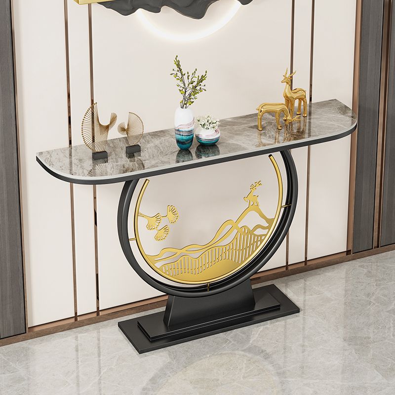 Stain Resistant Sofa Table Abstract Glam Half Moon Console Table for Hall