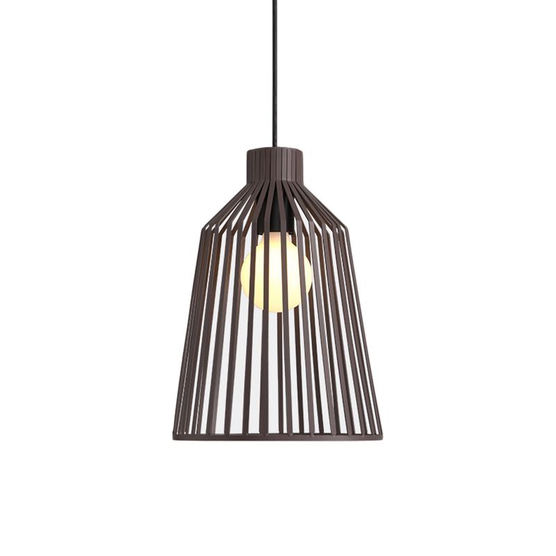 Éclairage pendentif 1-Light avec une cloche Cage en métal Métal de style nordique îlot de cuisine lampe suspendue en gris / blanc / café