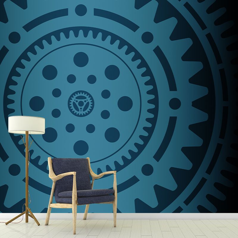 Industrial Style Gear Illustration Wall Covering Murals for Living Room, Customized Size