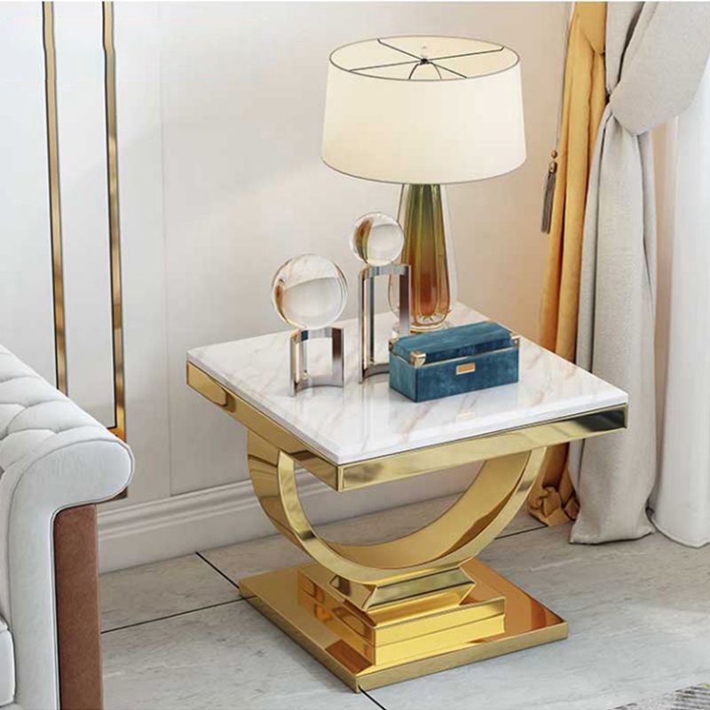 24" L X 24" W X 22" H Clam Square Side Table Metal Pedestal Side Table