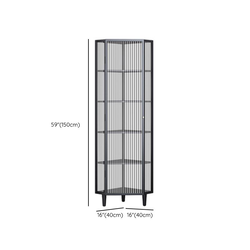 Contemporary Metal China Cabinet Glass Doors Display Cabinet with Doors for Dining Room