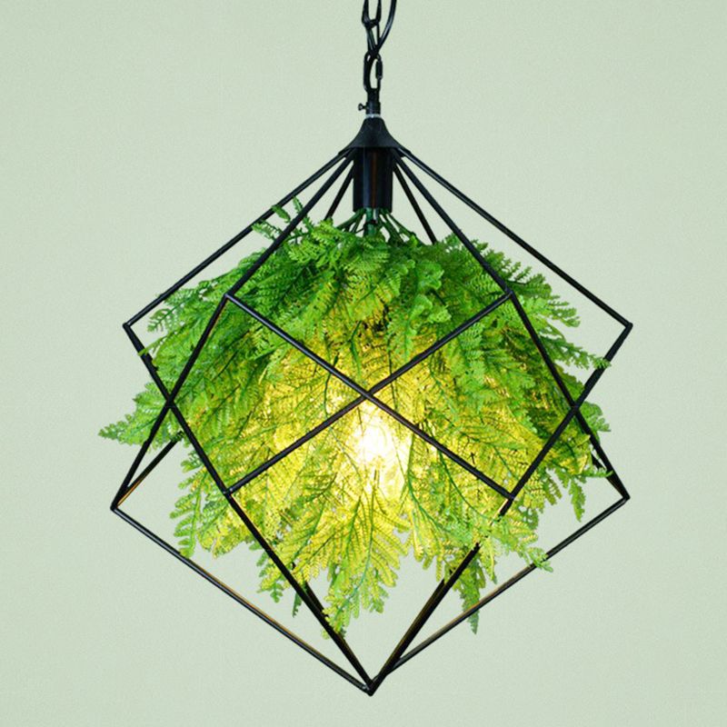 Green Fake Plant Hanging Light Industrial Metal Music Bar Ceiling Suspension Lamp