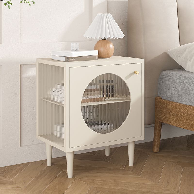 Contemporary Metal Accent Table Nightstand 1 Door Bedside Cabinet