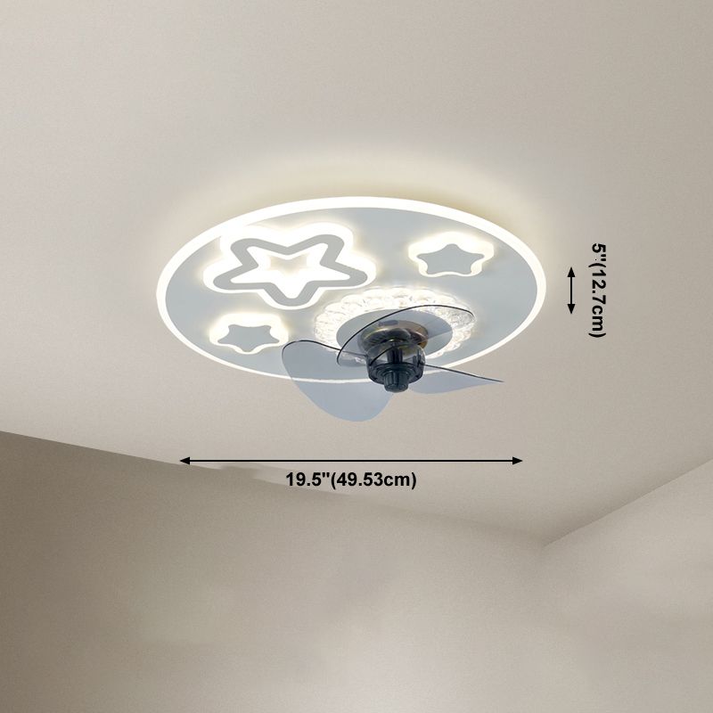 Simple Style Metal Ceiling Fan Lamp Modern Flush Mount Light Fixture for Bedroom