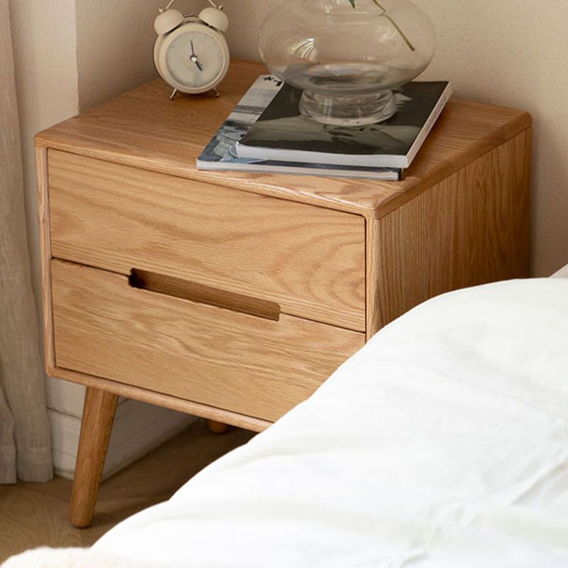 Scandinavian Wooden Bedside Cabinet with 2 Drawer for Bedroom