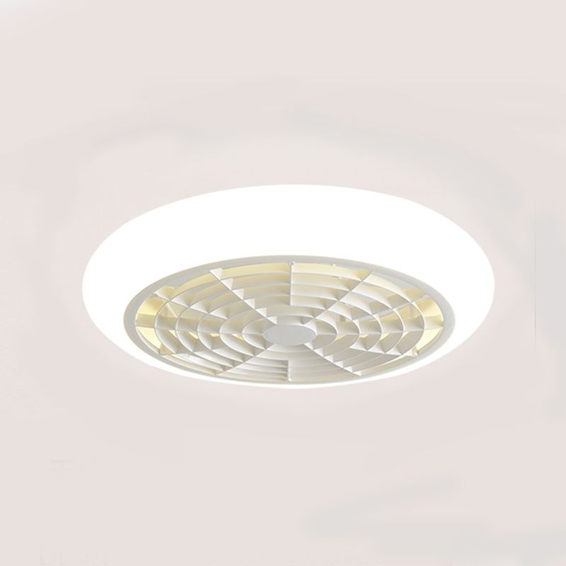 Stylish Minimalist Round Fan Lamp Acrylic Bedroom LED Semi Flush Mount Ceiling Light