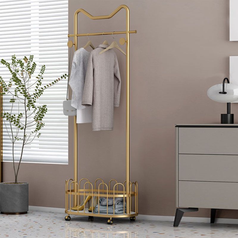 Gorgeous Metal Coat Rack Designer Storage Basket Coat Rack with Castors