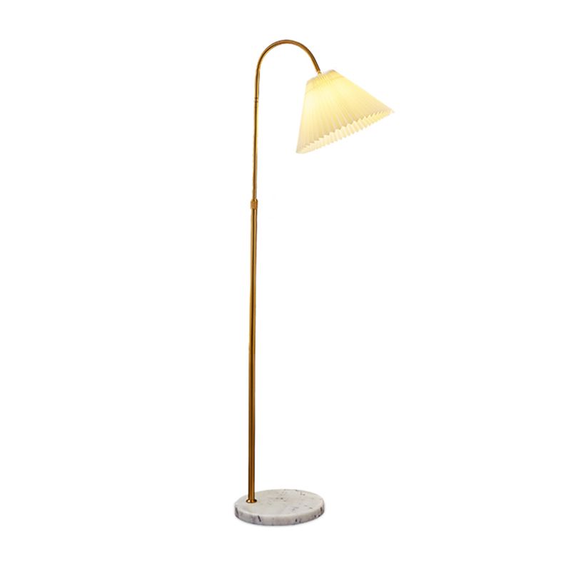 Modern Simple Iron Floor Lamp Adjustable Bulb Floor Light with Cloth Shade for Bedroom