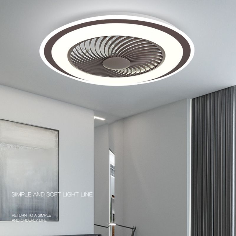 Metal Ceiling Fan Light Modern Style 2 Light Ceiling Fan Light for Bedroom