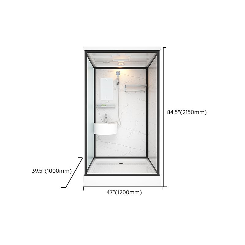 Base Included Framed Shower Stall with White Base and Fixed Panel